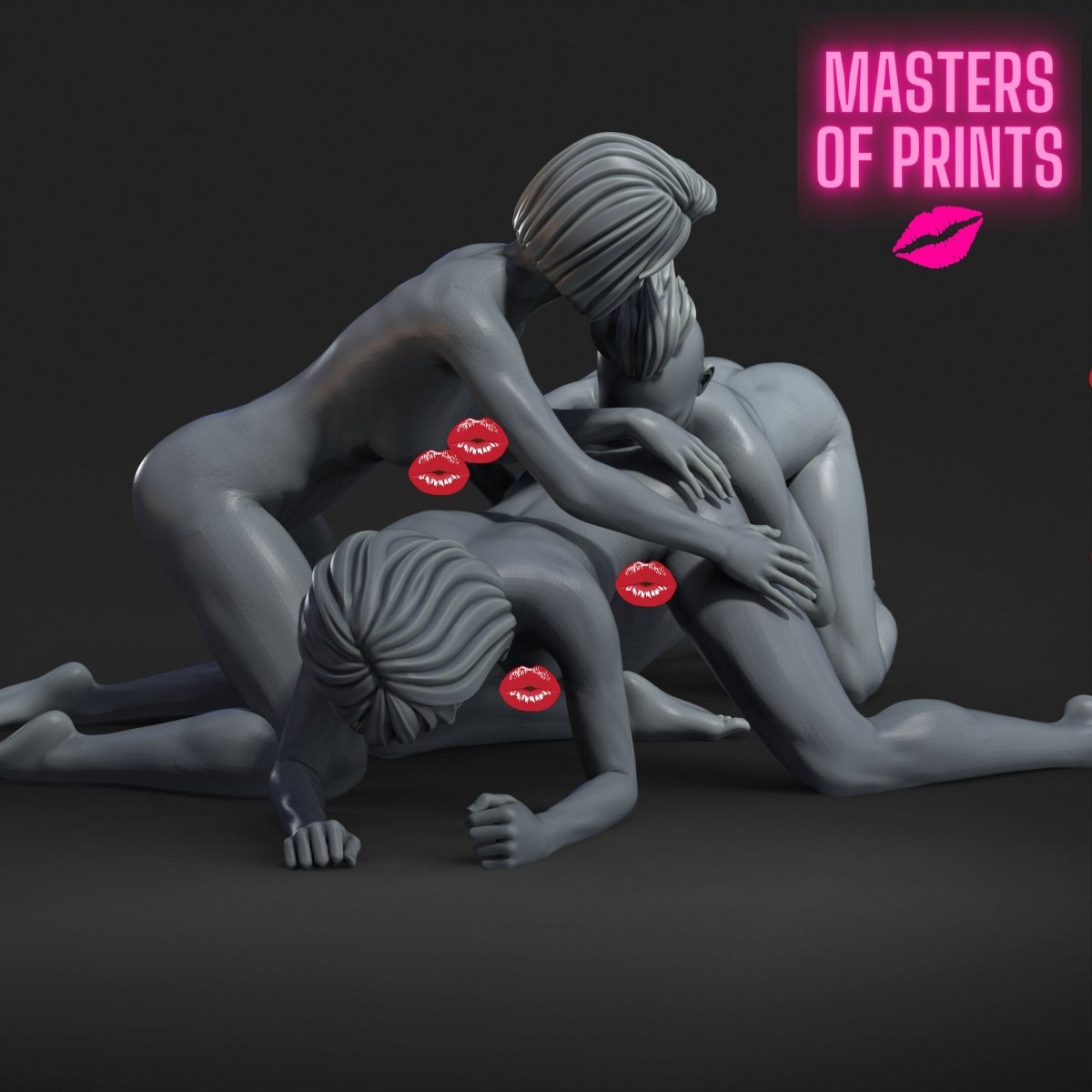 3some 537 Mature 3d Printed miniature FanArt by Masters Of Prints Collectables Statues & Figurines