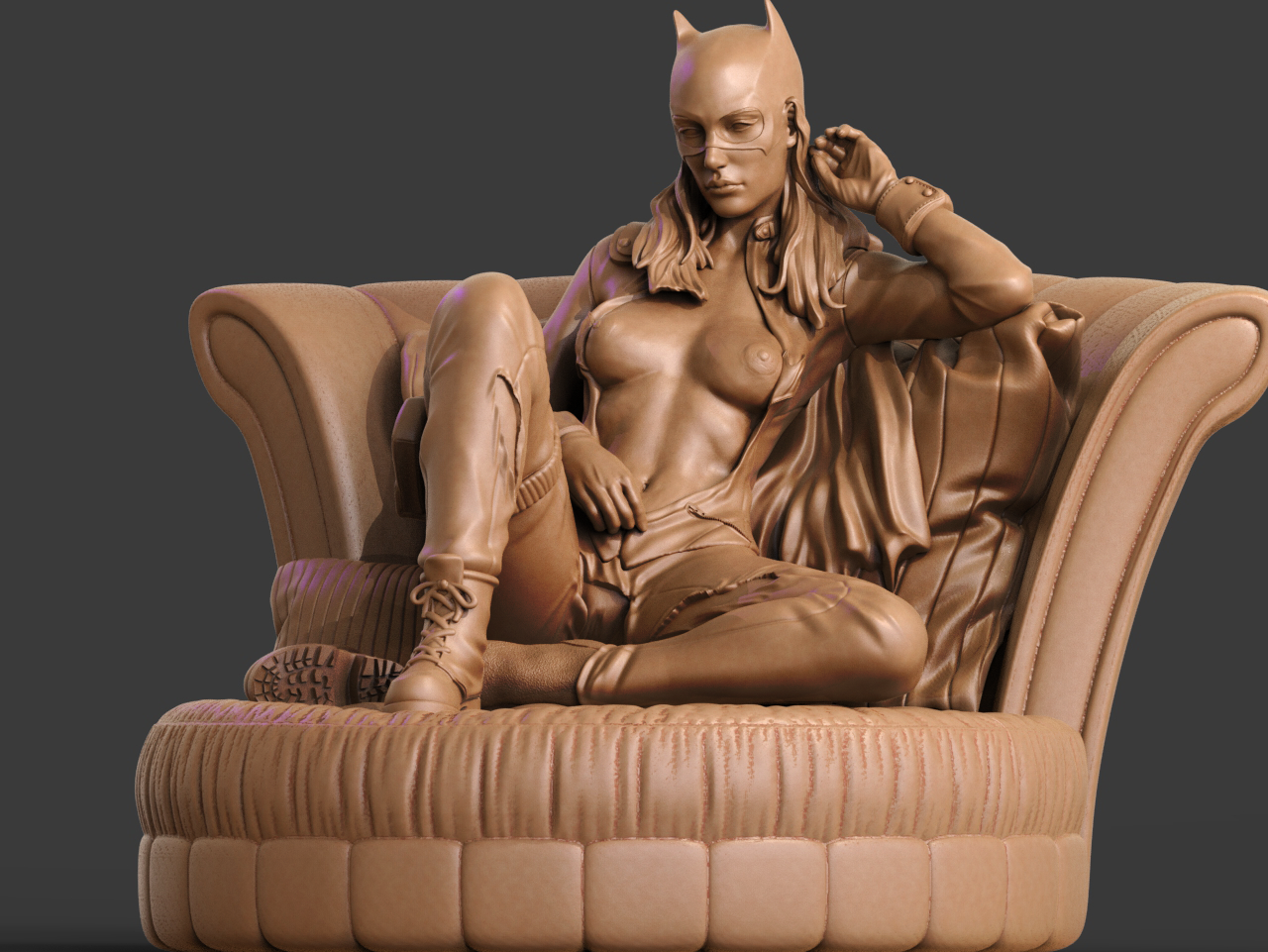 Batgirl NSFW 3D Printed Miniature Fanart by ca_3d_art Statues & Figurines