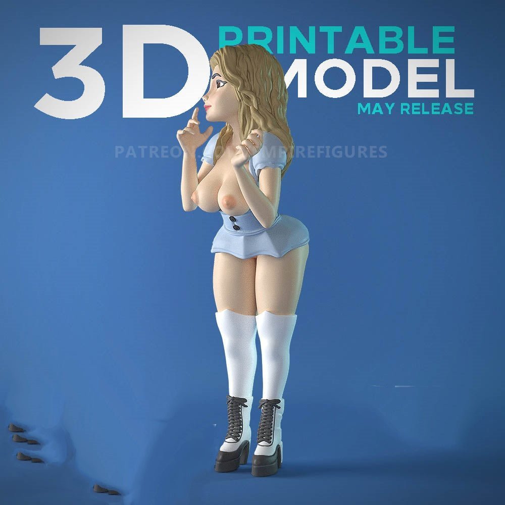 アリス 成熟した 3D プリントフィギュア NSFW 収集可能な楽しいアート、EmpireFigures による未塗装