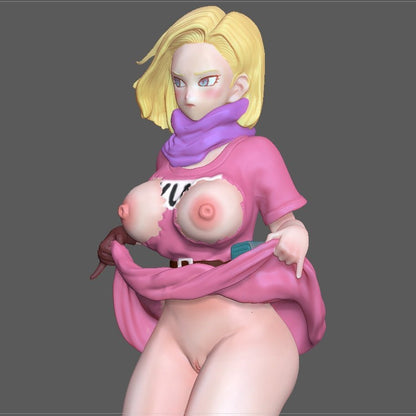 Android 18 NSFW Figure 3D Printed Fanart DIY Garage Kit , Unpainted , NSFW Figurine , Nude Figurine , Sexy Miniature , Bondage figure , Naked Waifu , Adult Figurine , Anime Figure