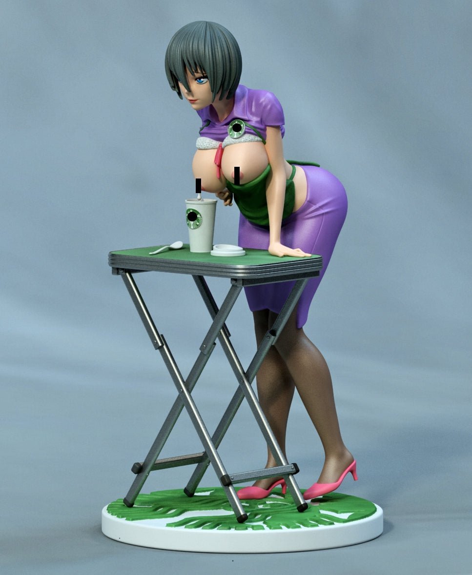 Anime Girl Coffe NSFW 3D Printed Miniature Statue by EXCLUSIVE 3D PRINTS