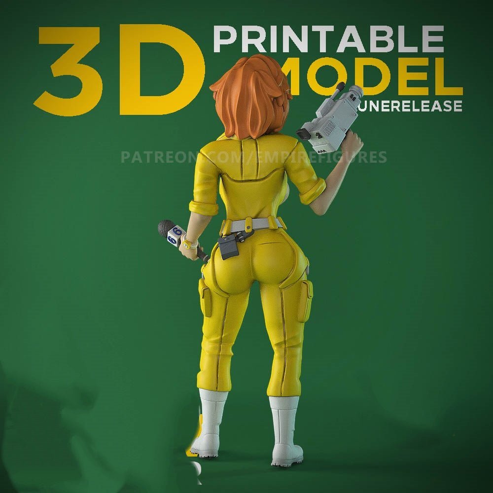 April O'Neil Mature Figurine imprimée en 3D NSFW à collectionner Fun Art non peinte par EmpireFigures