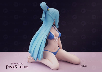 Aqua NSFW 3D Printed Anime Figurine Fanart by Pink Studio