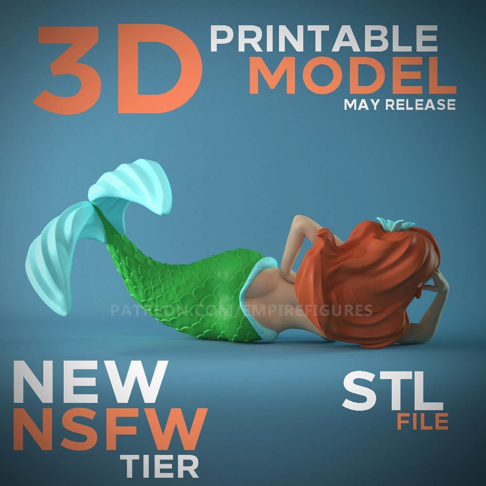 Ariel Figurine NSFW imprimée en 3D à collectionner Fun Art non peinte par EmpireFigures
