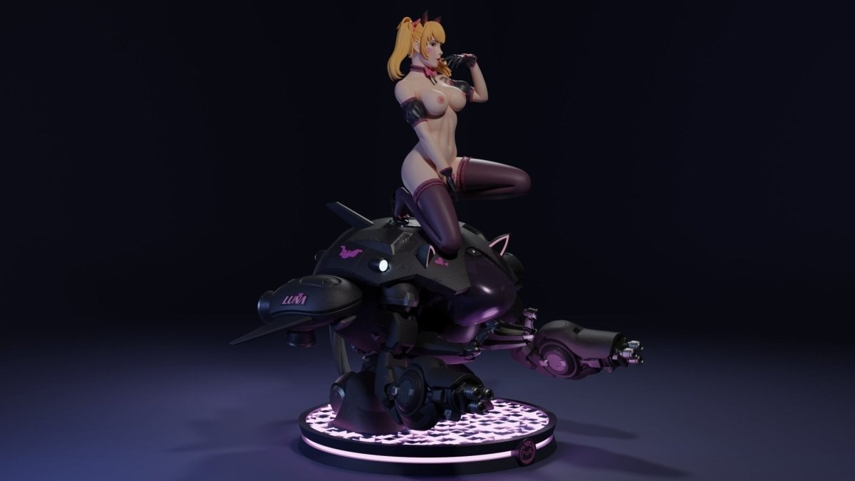 Black Cat NSFW 3D Printed Miniature | Fun Art | Figurine by Uroboros3D