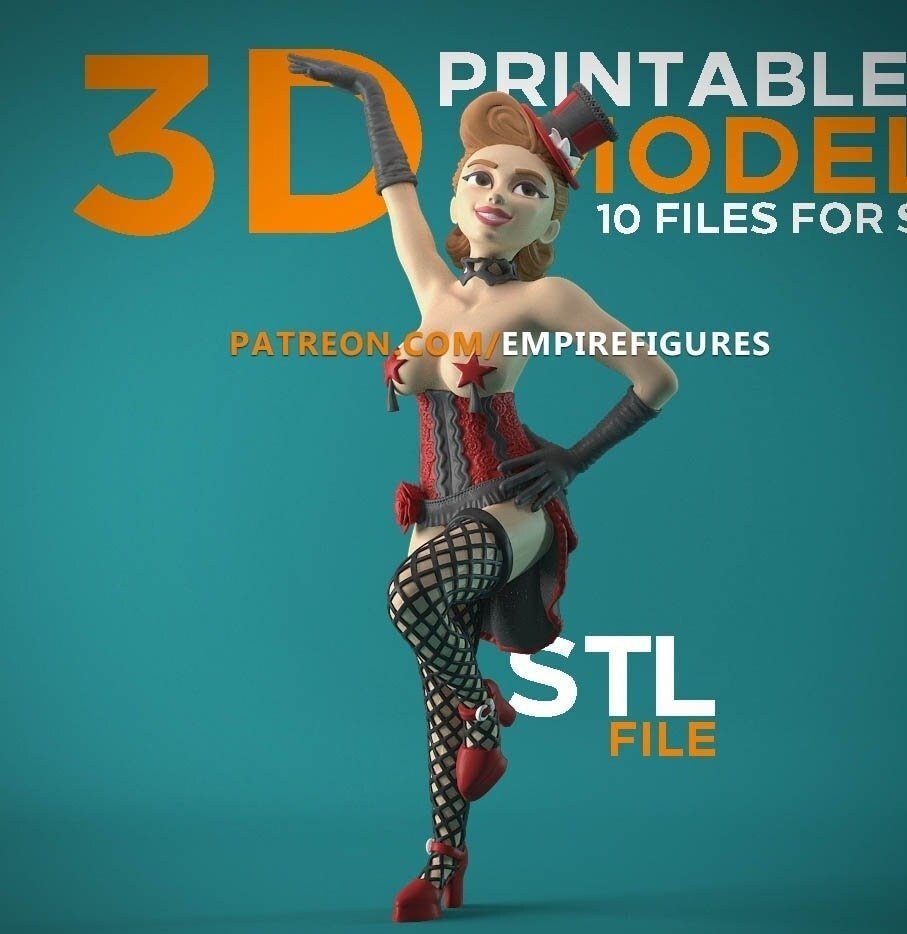 Bailarina burlesca | Impreso en 3D | Arte divertido | Sin pintar