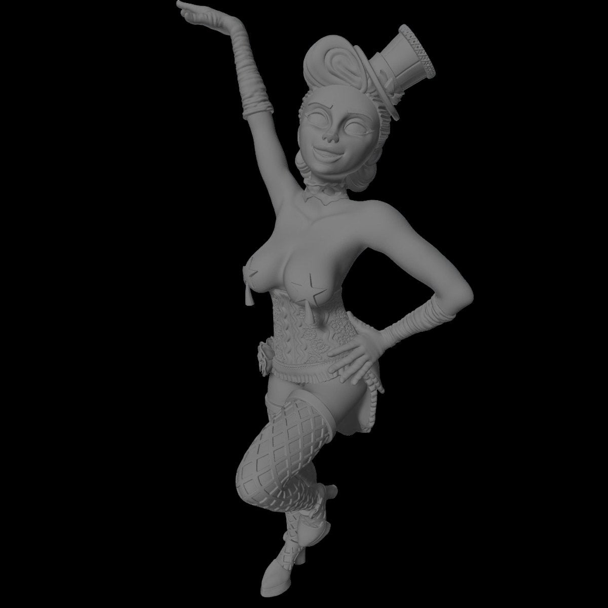 Burlesque Dancer | 3D Printed | Fun Art | Unpainted