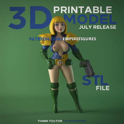 Cassandra Anderson Richterin Dredd | 3D-gedruckt | Lustige Kunst | Unbemalt