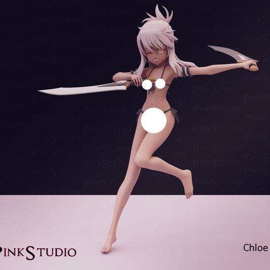 Chloe NSFW Anime Figure 3D Printed , Unpainted , Naked Figurine , Sexy Miniature , Bondage figure , Naked Waifu
