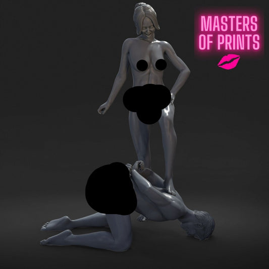 Couple DOMINA 2 Mature 3d Printed miniature FanArt by Masters Of Prints Collectables Statues & Figurines