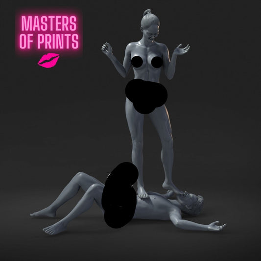 Couple DOMINA 7 Mature 3d Printed miniature FanArt by Masters Of Prints Collectables Statues & Figurines