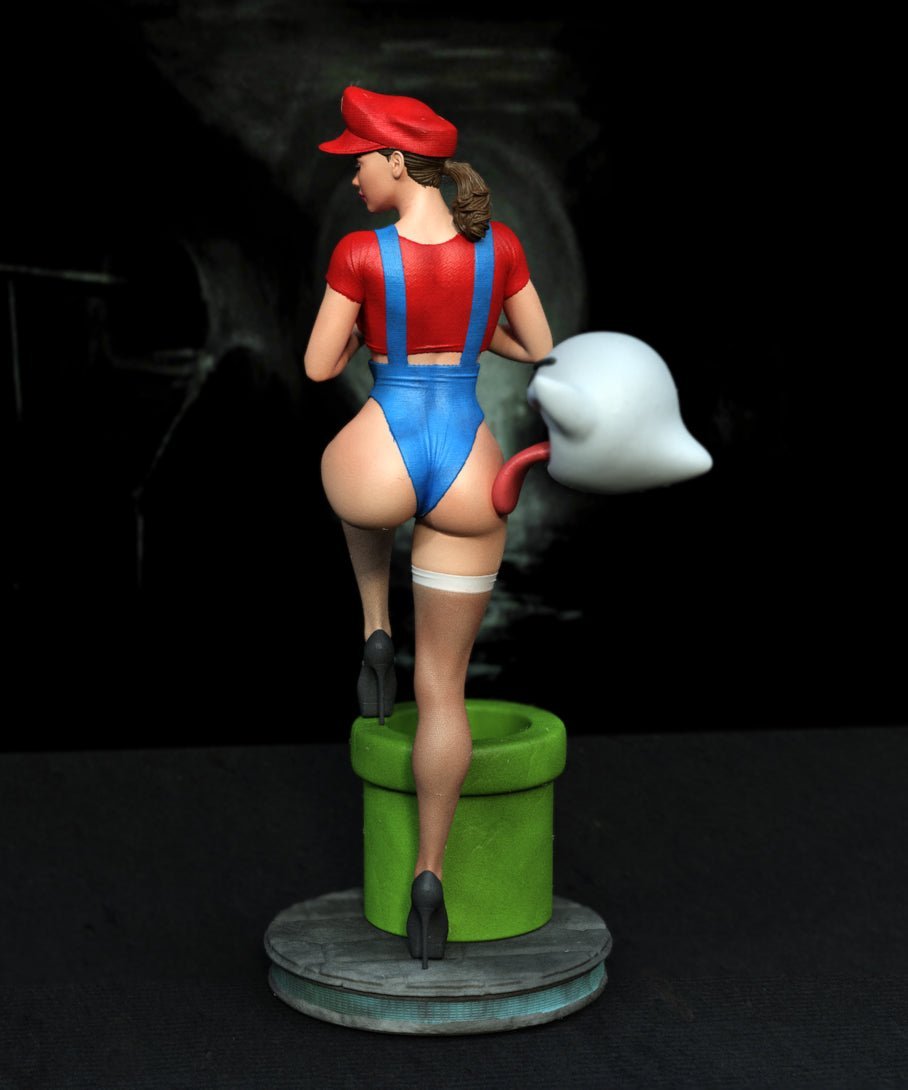 Female Super Mario NSFW 3D Printed Miniature FunArt by EXCLUSIVE 3D PRINTS Scale Models Unpainted