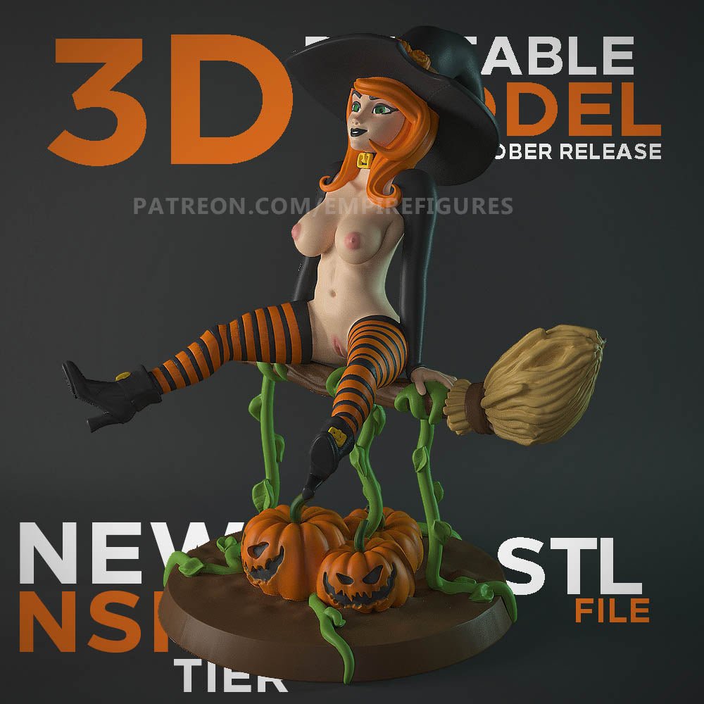Halloween Witch 2 NSFW Resin Figurine Naked Unpainted Miniature