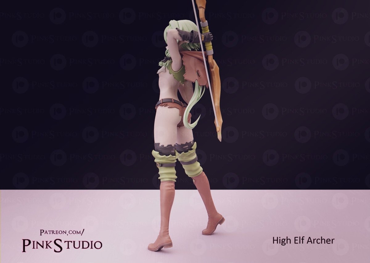 High Elf Archer NSFW 3D Printed Anime Figurine Fanart by Pink Studio