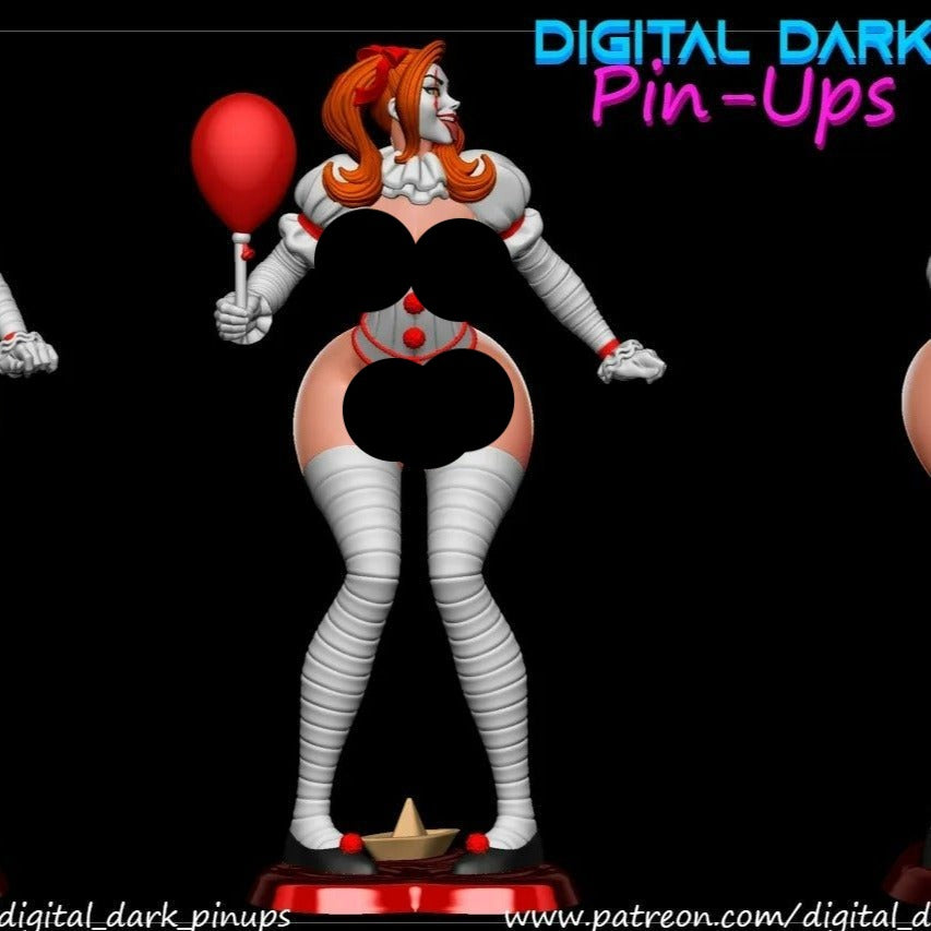 IT-Girl Pennywise | 3D Printed | FunArt | Unpainted | NSFW Version | Figurine | Figure | Miniature by Digital Dark Pin-Ups
