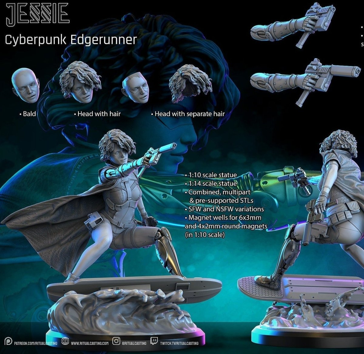 Jessie Blitz Cyberpunk Edgerunner NSFW 3D Printed DioramaMiniature by Ritual Casting