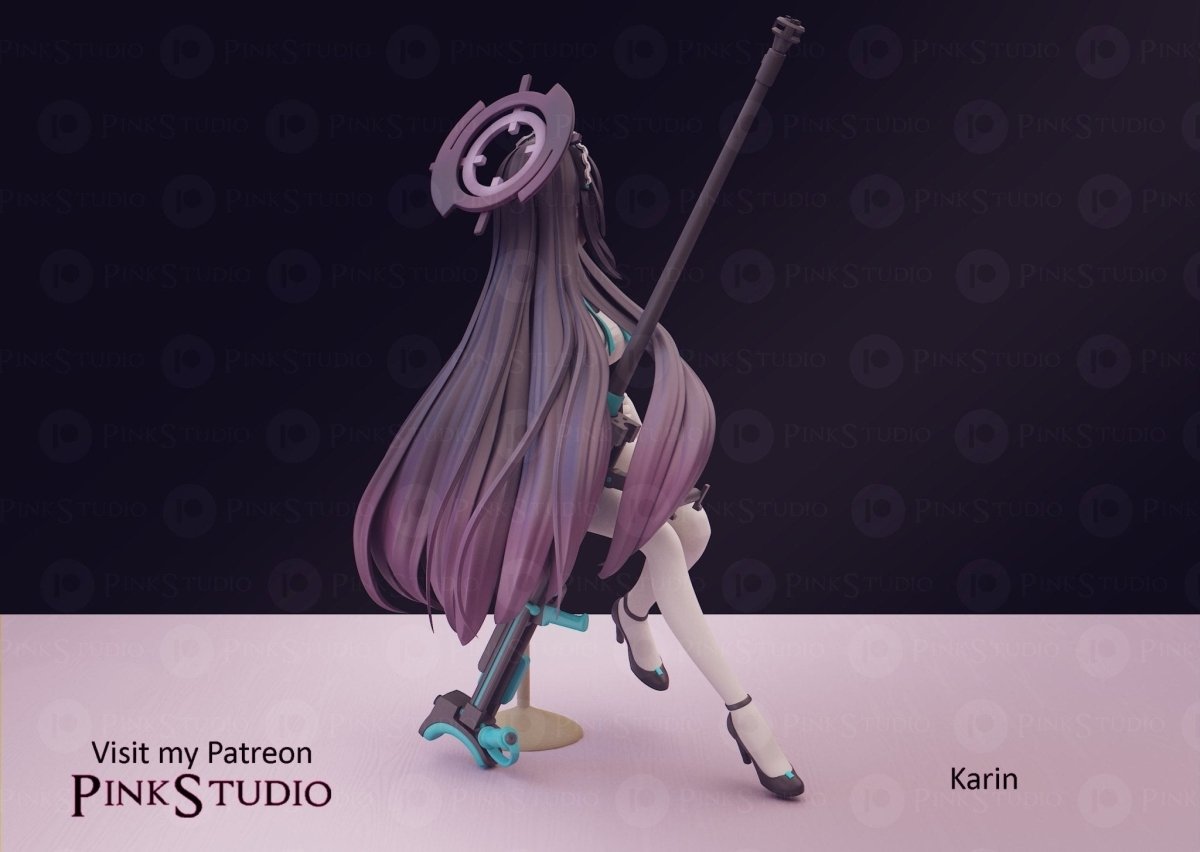 Karin NSFW 3D Printed Anime Figurine Fanart by Pink Studio