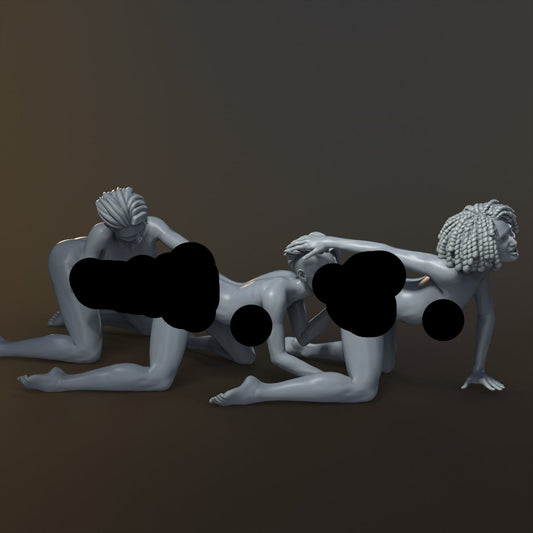 LESBIAN LOVE THREESOME 1 Naked 3d Printed miniature Resin Collectables Statues & Figurines