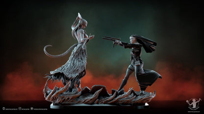 NSFW LADY SIN and SISTER MARY Diorama 3D Printed Miniature Fanart by Ritual Casting - Deus Spes Nostra diorama