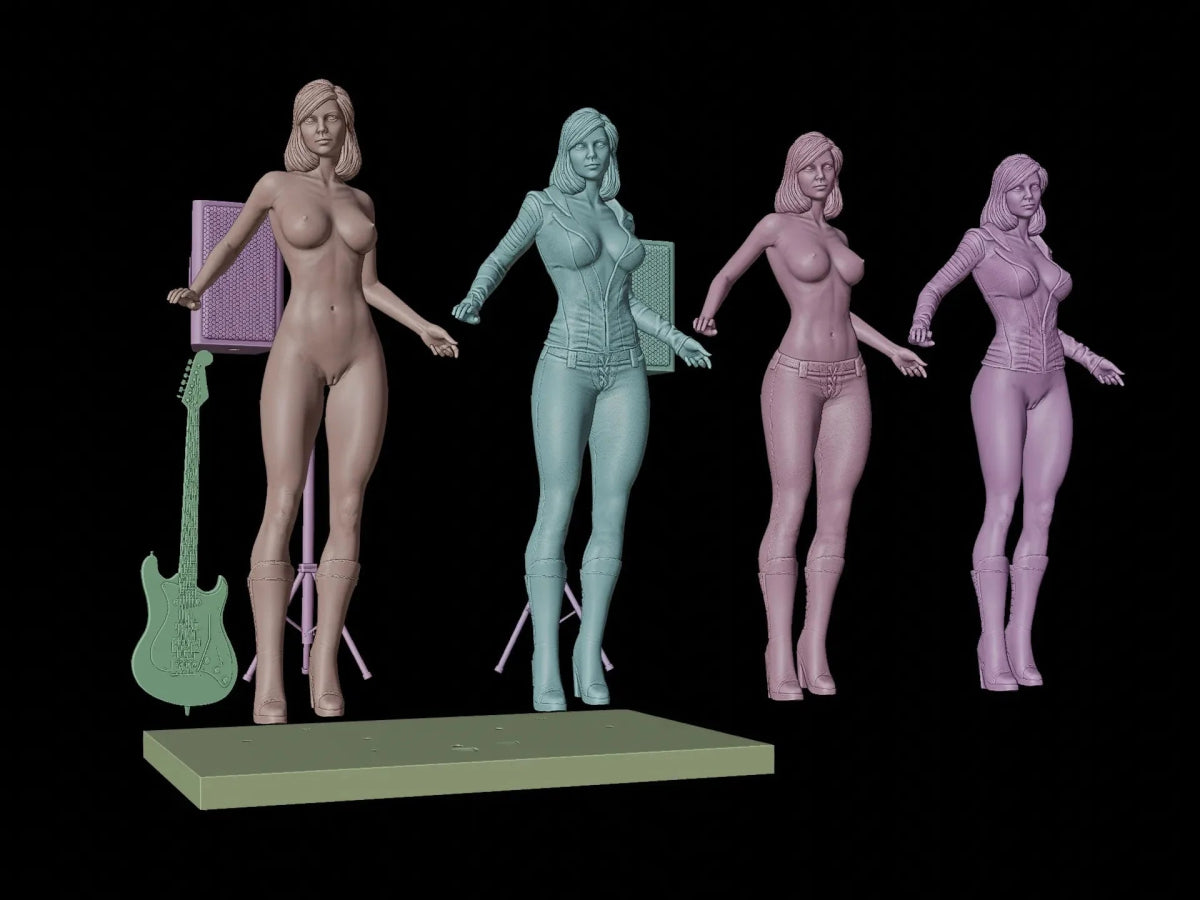 NSFW Resin Miniature Guitar Rocker Girl