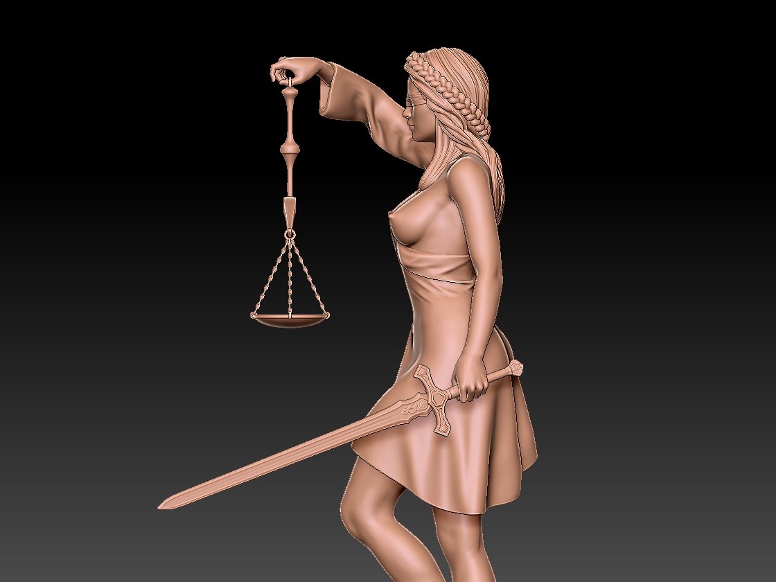 NSFW Resin Miniature Lady Justice NSFW 3D Printed Figurine Fanart Unpainted Miniature