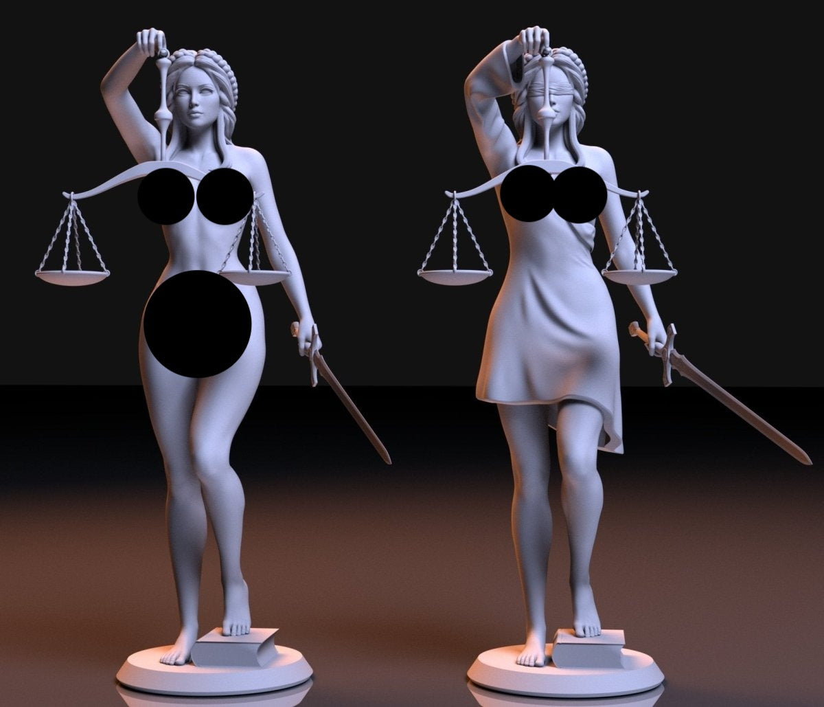 NSFW Resin Miniature Lady Justice NSFW 3D Printed Figurine Fanart Unpainted Miniature