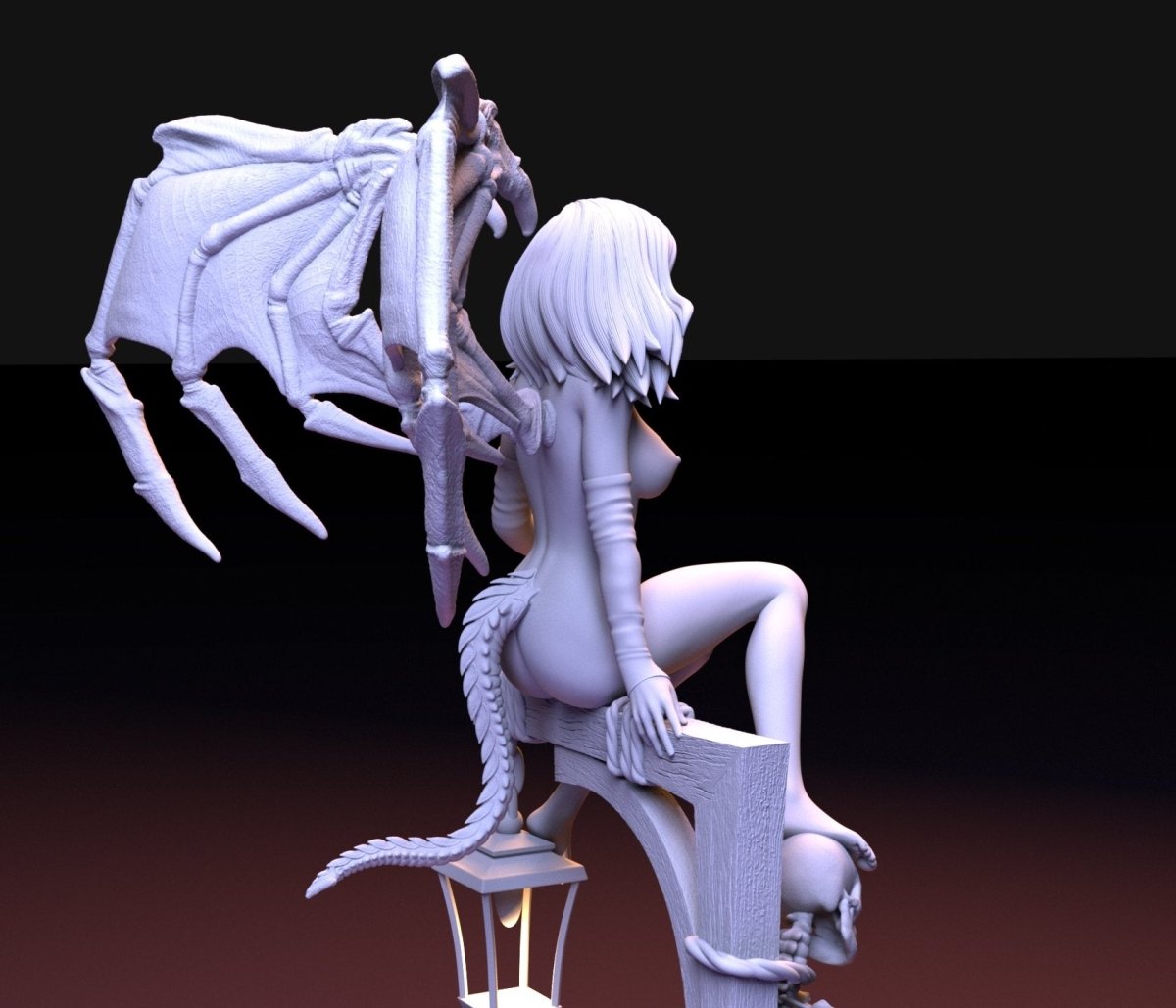 NSFW Resin Miniature Lucifer girl NSFW 3D Printed Figurine Fanart Unpainted Miniature Collectibles