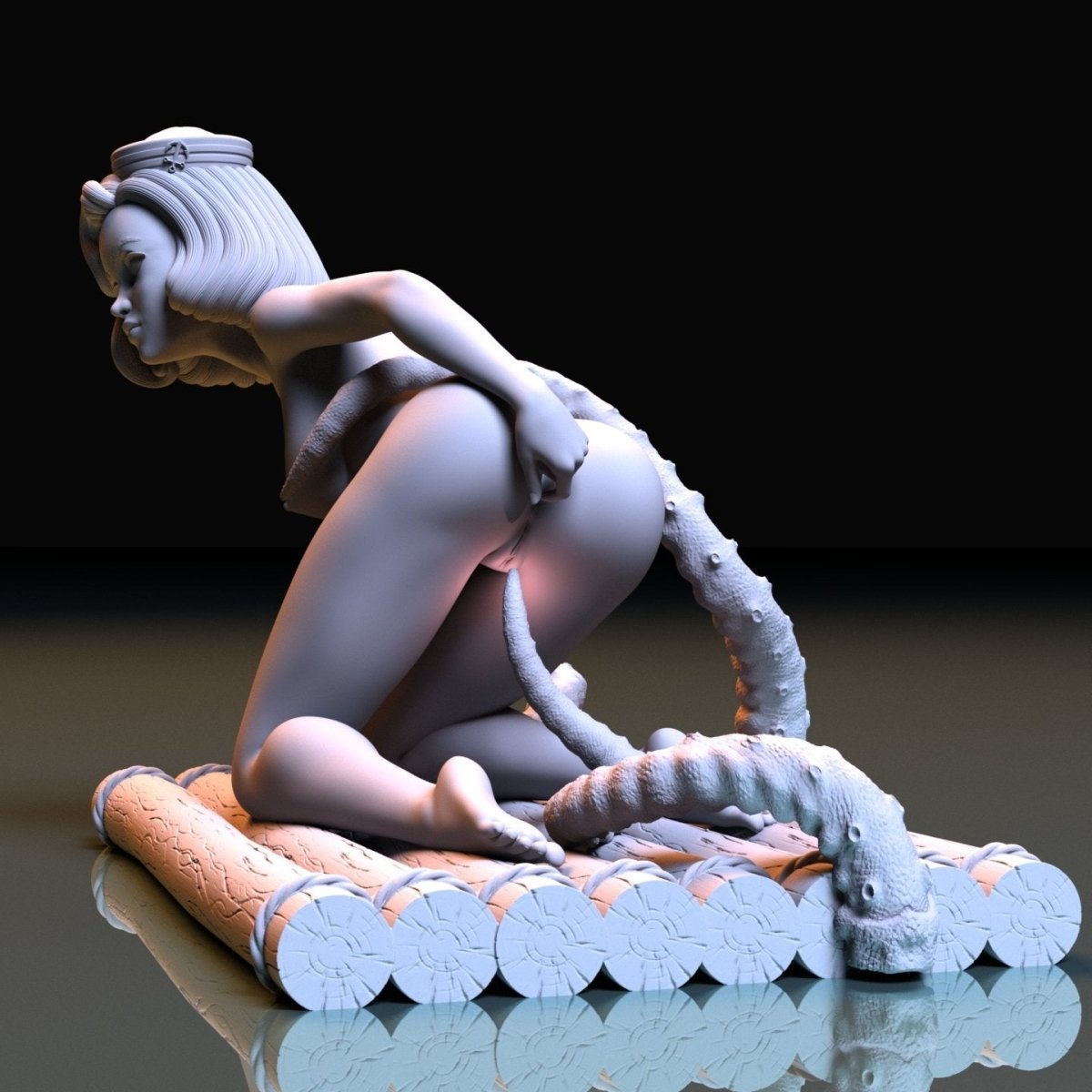 NSFW Resin Miniature Sailor Girl and tentacles NSFW 3D Printed Figurine Fanart Unpainted Miniature Collectibles