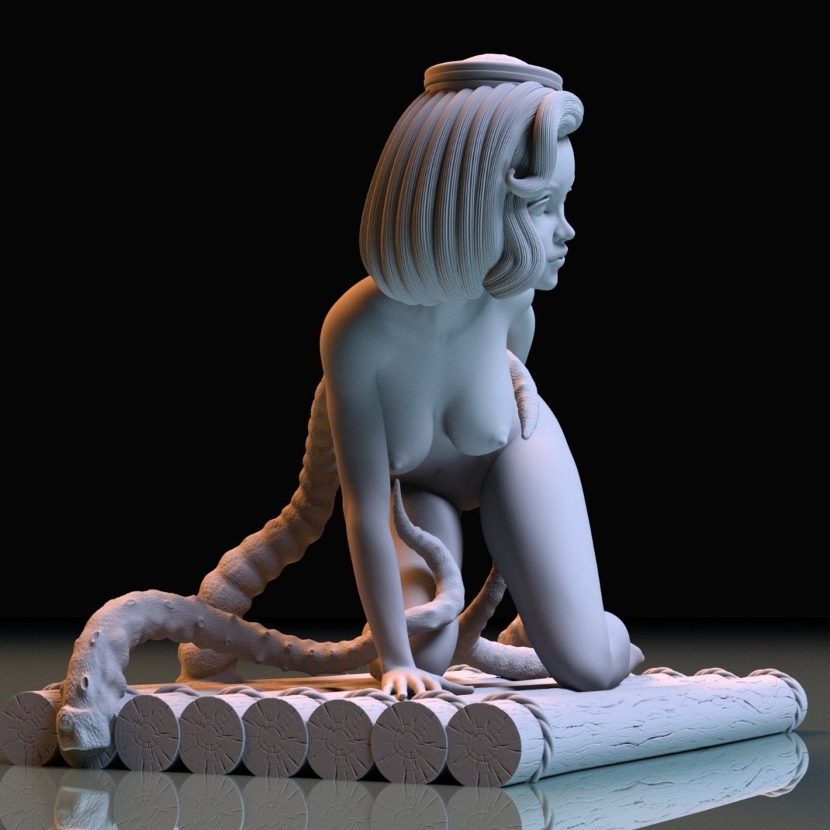 NSFW Resin Miniature Sailor Girl and tentacles NSFW 3D Printed Figurine Fanart Unpainted Miniature Collectibles
