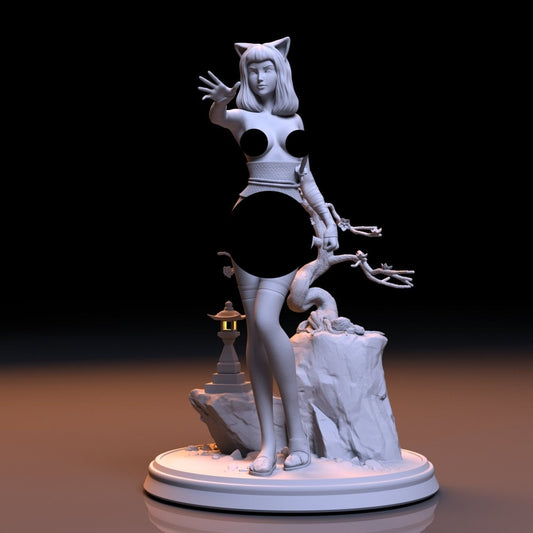 NSFW Resin Miniature Samurai girl NSFW 3D Printed Miniature Fanart Unpainted