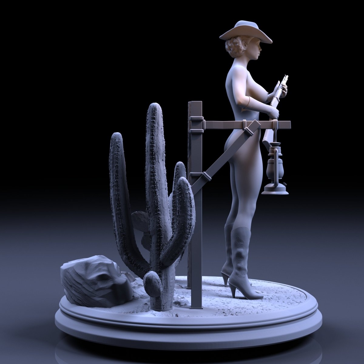 NSFW Resin Miniature Sheriff Girl NSFW 3D Printed Miniature Fanart Unpainted