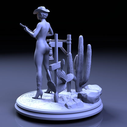 NSFW Resin Miniature Sheriff Girl NSFW 3D Printed Miniature Fanart Unpainted