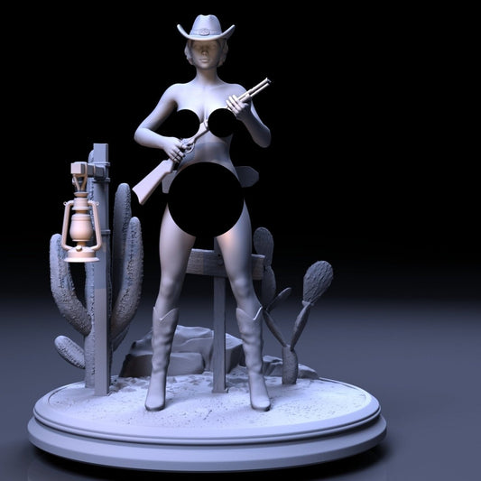 NSFW Resin Miniature Sheriff Girl NSFW 3D Printed Miniature Fanart Unpainted