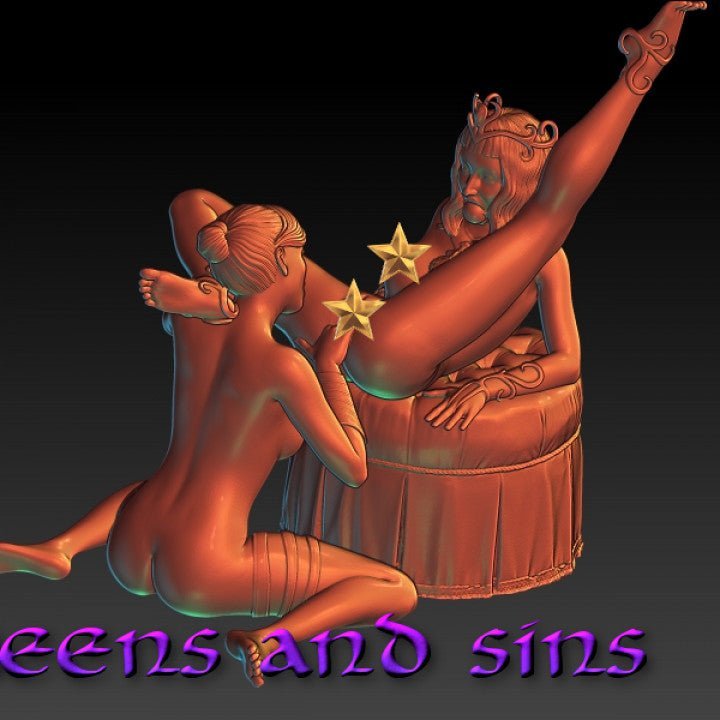 Queen and Isabella Fisting NSFW 3d Printed miniature FanArt by Masters Of Prints Collectables Statues & Figurines
