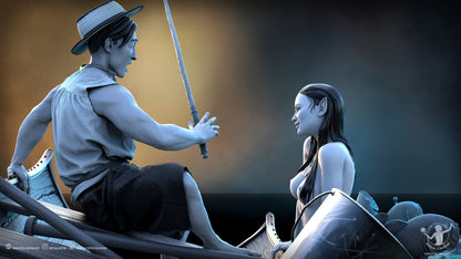 Serena and the Fisherman DIORAMA NSFW 3D Printed Miniature Fanart by Ritual Casting