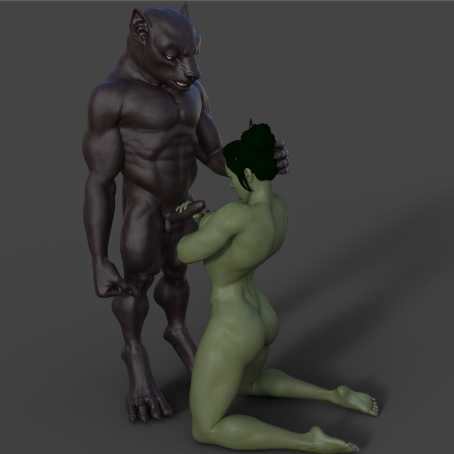 She Hulk and the werewolf | NSFW 3D Printed Figurine | Fanart | Unpainted | Miniature by Mister_lo0l