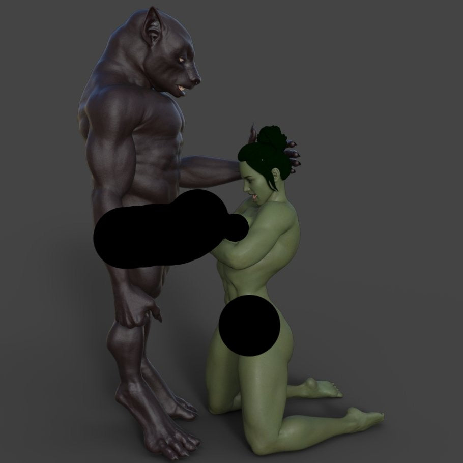 She Hulk and the werewolf | NSFW 3D Printed Figurine | Fanart | Unpainted | Miniature by Mister_lo0l