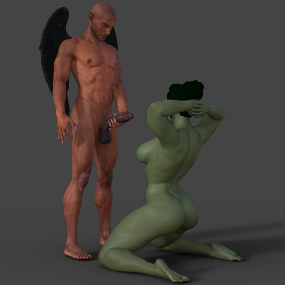 She Hulk pleases an Elf | NSFW 3D Printed Figurine | Fanart | Unpainted | Miniature by Mister_lo0l