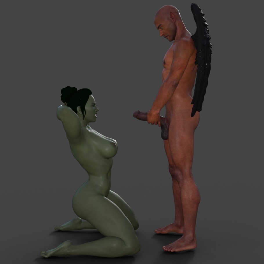 She Hulk pleases an Elf | NSFW 3D Printed Figurine | Fanart | Unpainted | Miniature by Mister_lo0l