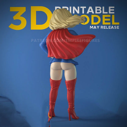 スーパーガール 3D プリントフィギュア NSFW 収集可能な楽しいアート、EmpireFigures による未塗装