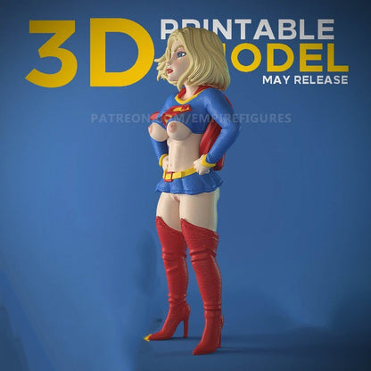 Supergirl 3D-gedruckte Figur NSFW, lustige Kunst zum Sammeln, unbemalt von EmpireFigures