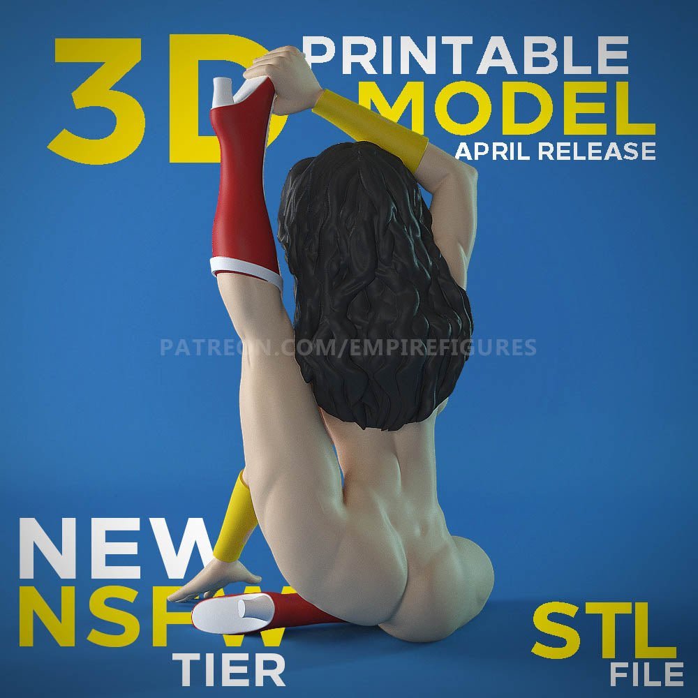 Figura NSFW impresa en 3D de Wonder Woman, arte divertido coleccionable sin pintar por EmpireFigures